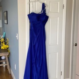 Royal blue evening dress.